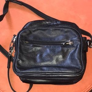 Roma vintage leather black crossbody bag with tons of pockets